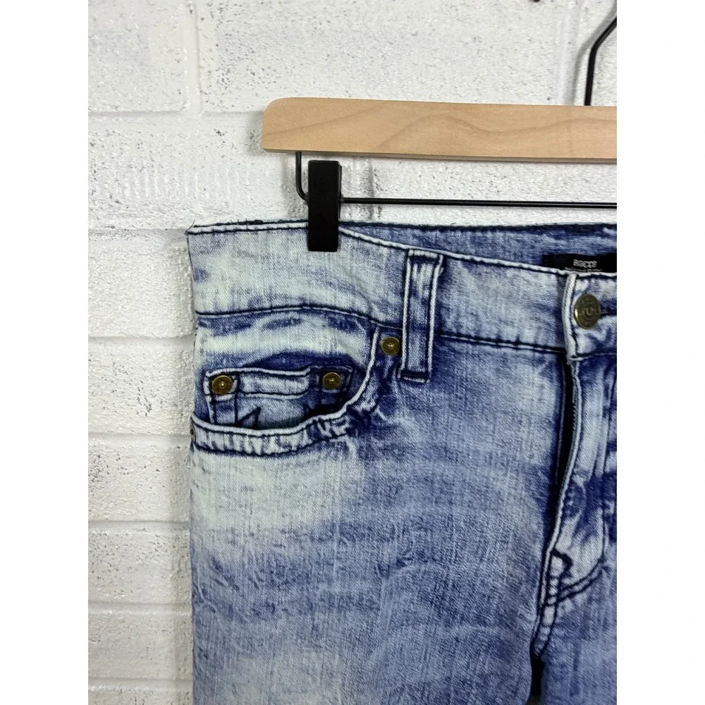True Religion Rocco Relaxed Skinny Jeans Mend 33 Blue Acid Wash Denim